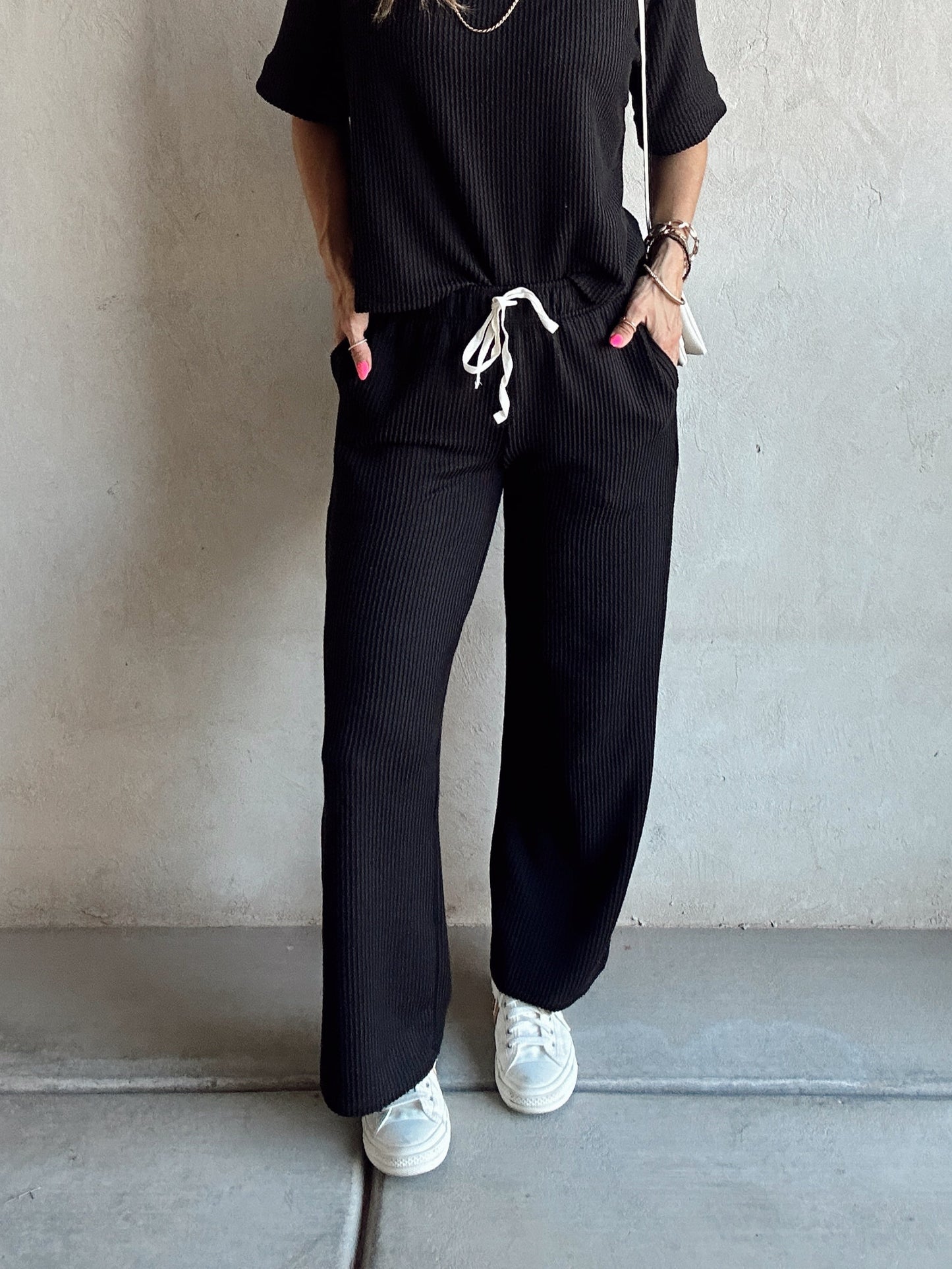 Ruby Ribbed Set in Black