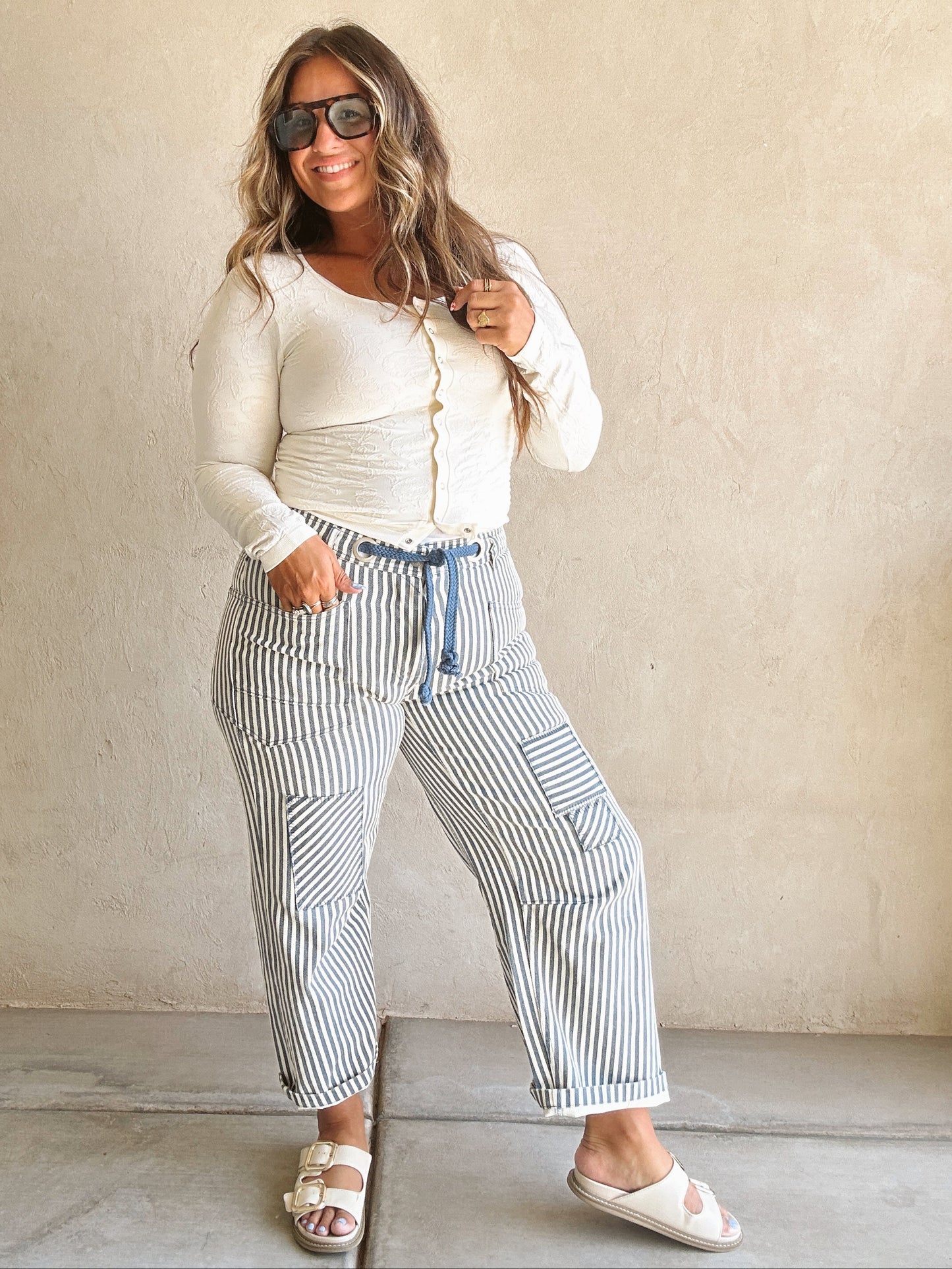 Stella Striped Barrel Jeans