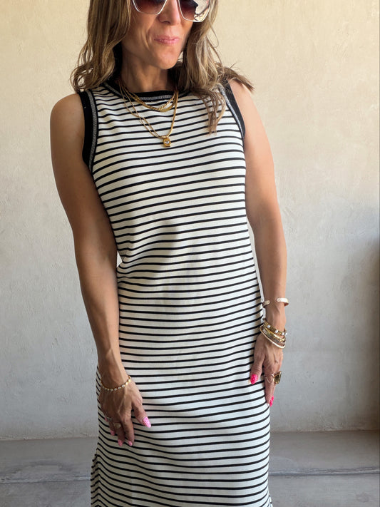 Iris Dress in Black & Cream