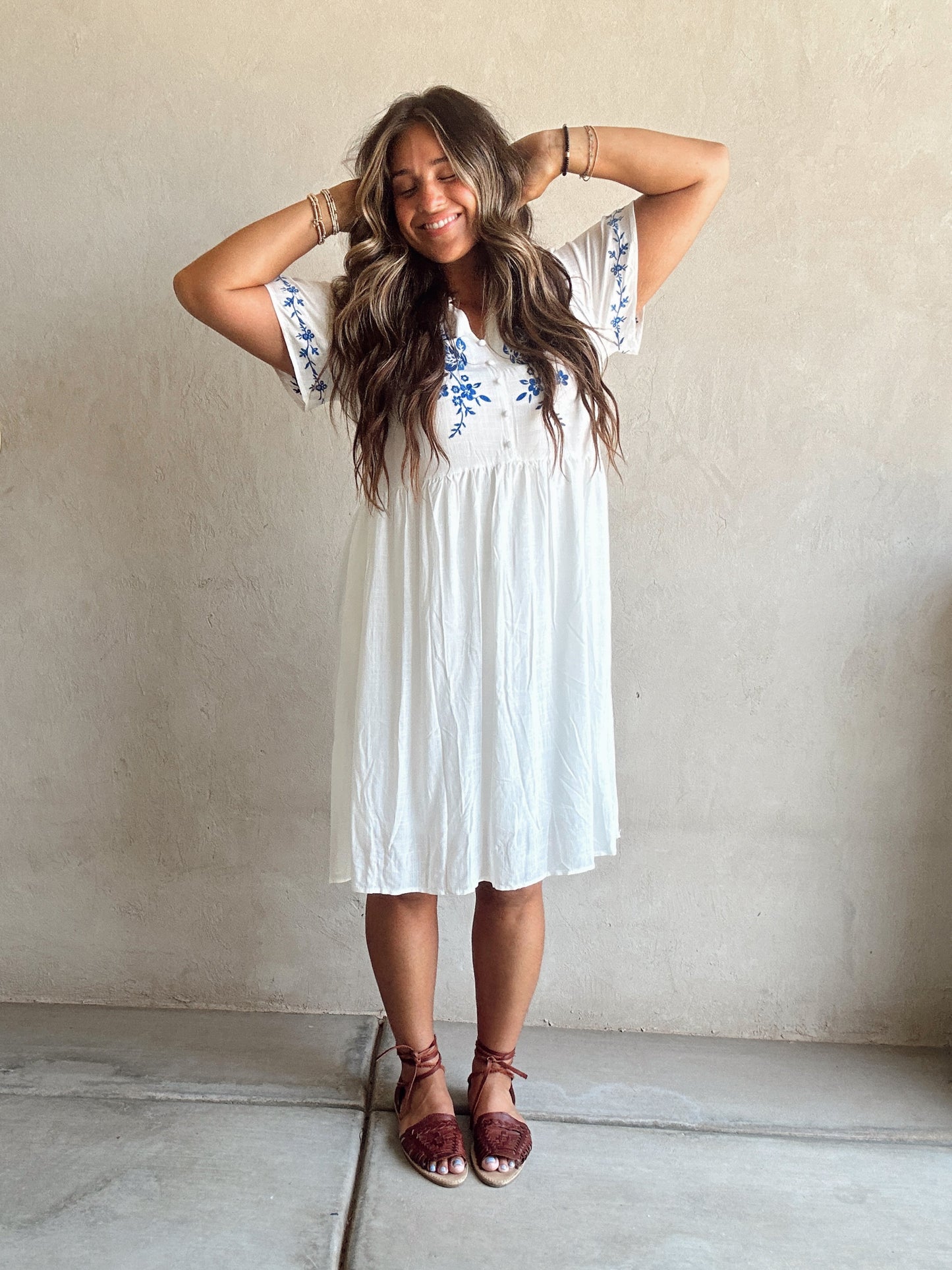 Callie Embroidered Dress in White
