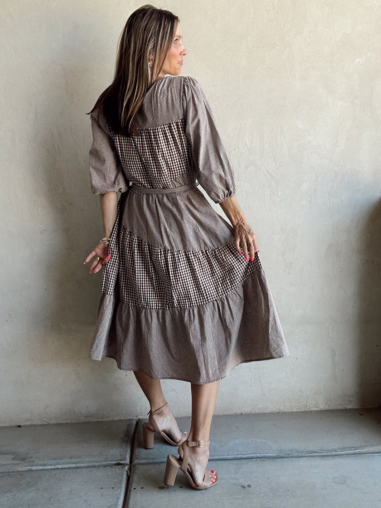 Jennifer Dress in Chocolate Gingham