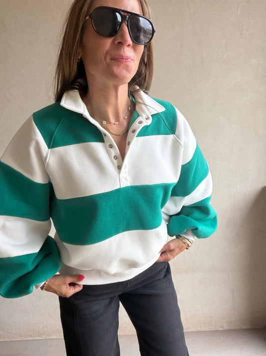 Kaylani Sweatshirt in White & Green