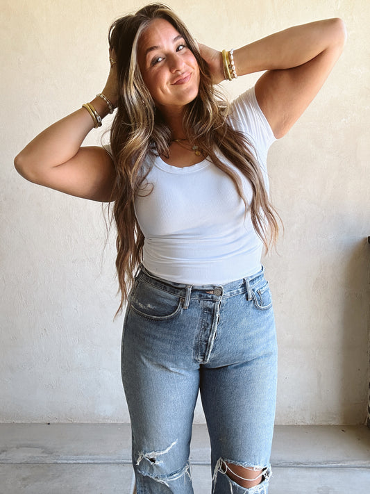 Sonny Ribbed Top in White