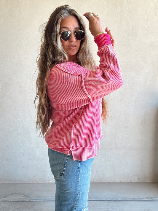Tonya Sweater in Mineral Washed Pink