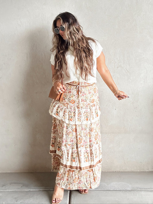 Taizley Tiered Skirt in Fall Floral