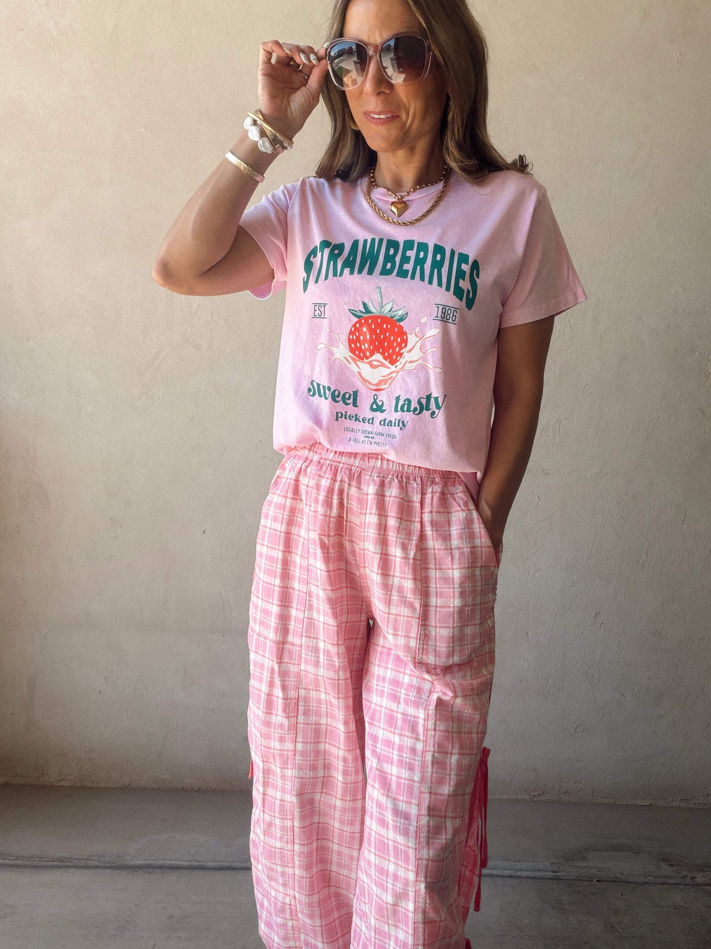Channing Strawberries Tee in Pink