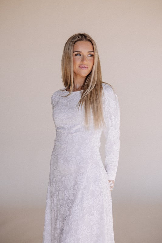 Kailyn Fitted Lace Temple Dress
