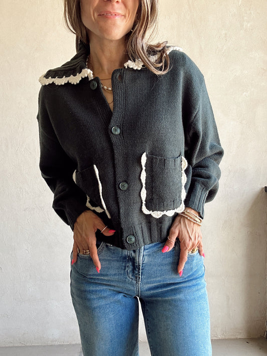 Lizzy Doll Collar Sweater in Evergreen