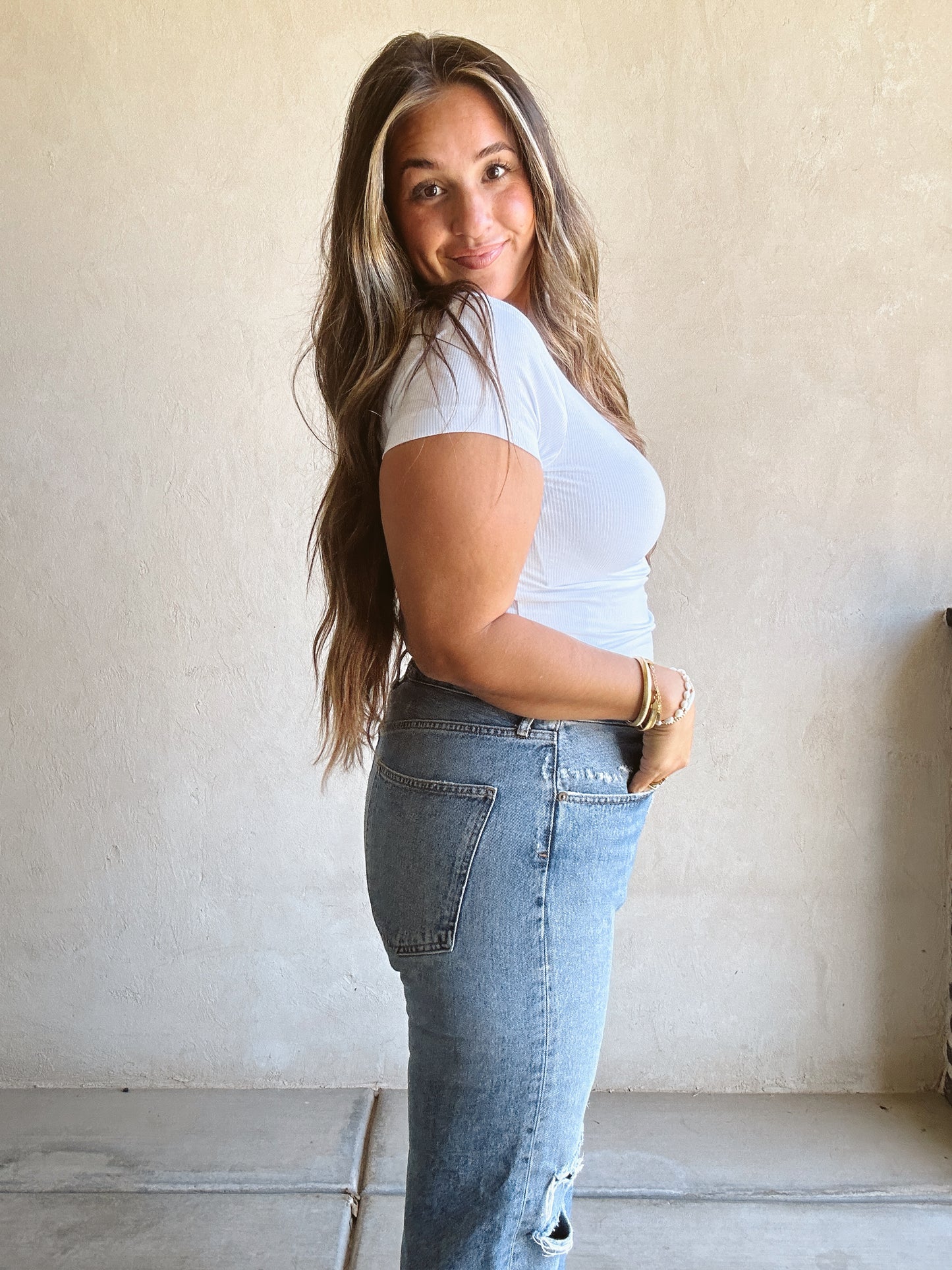 Sonny Ribbed Top in White