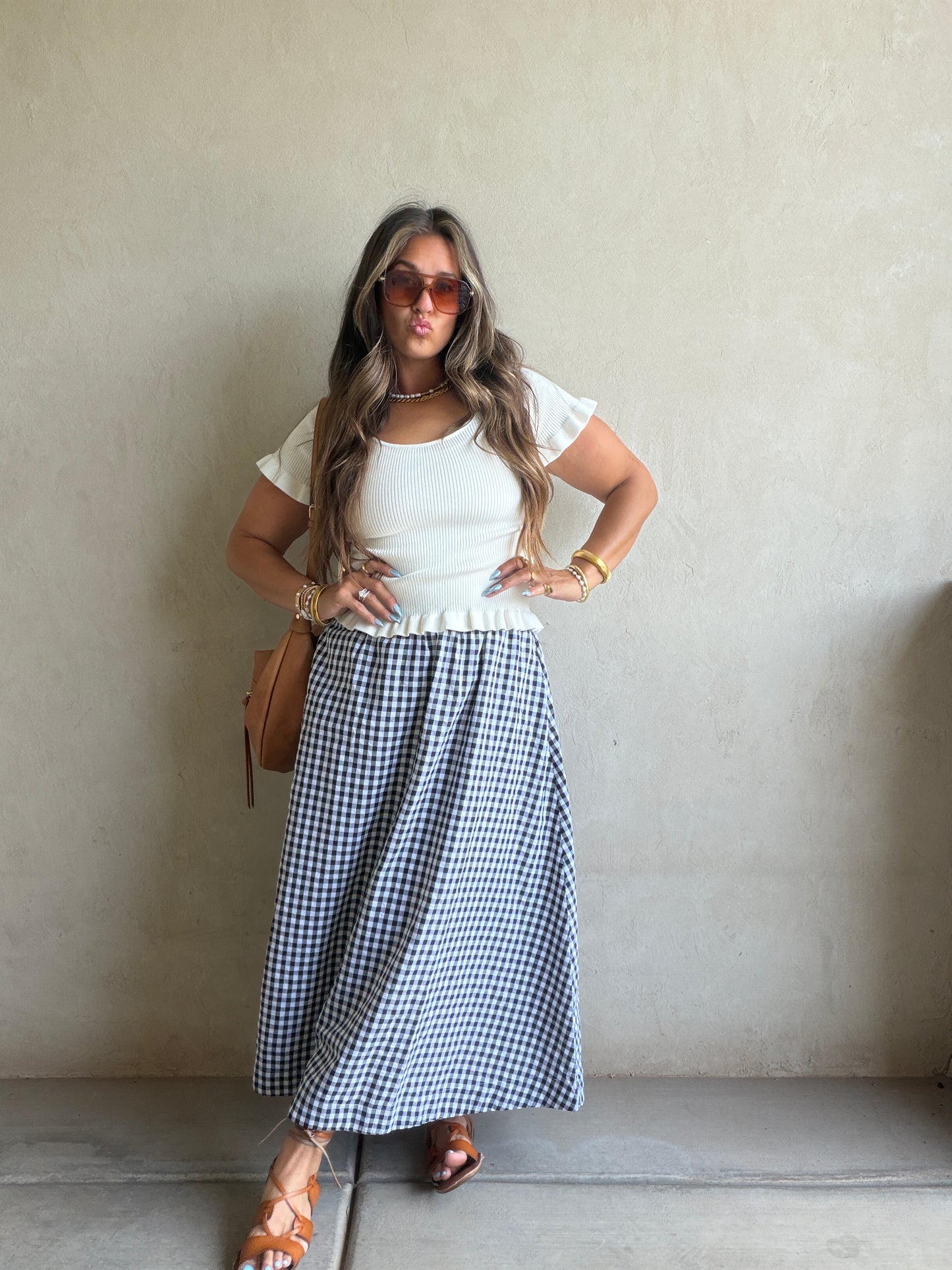 Gingham Skirt in Black & White
