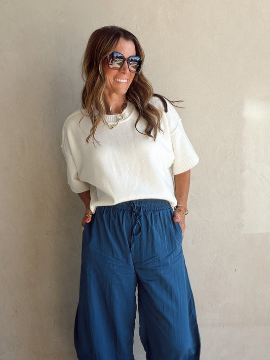 Bella Lace Detailed Pants in Blue