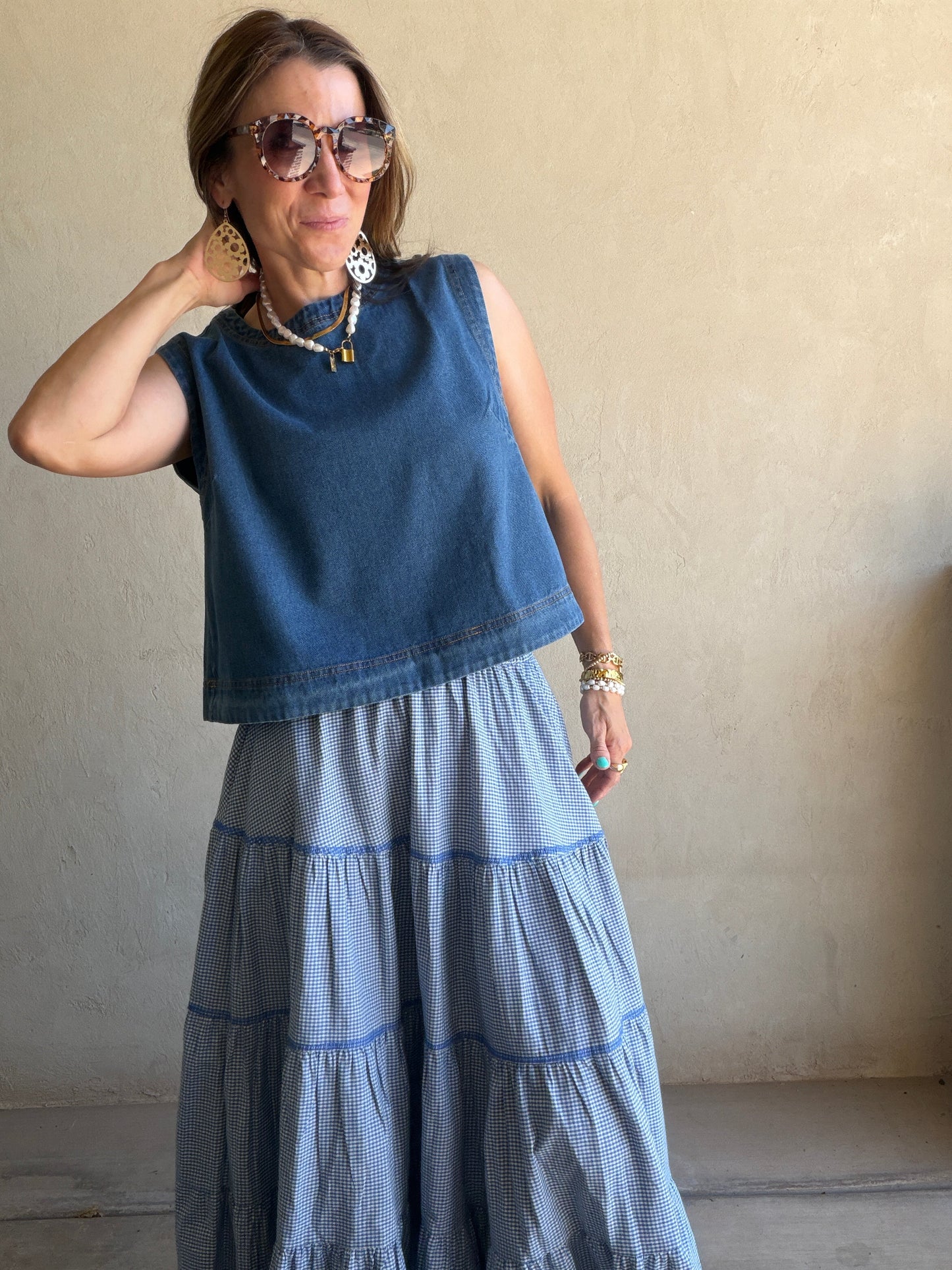 Ginny Sleeveless Top in Denim