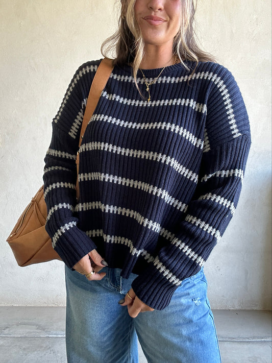 Bridget Sweater in Navy & Gray