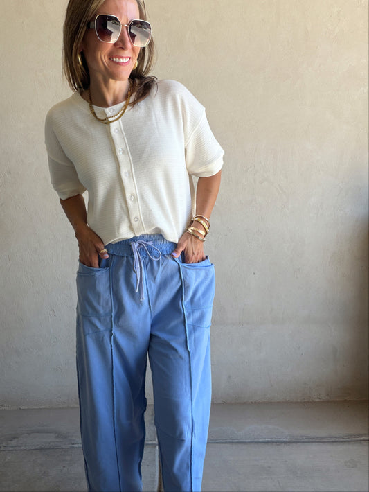 Heather Barrel Sweats in Periwinkle