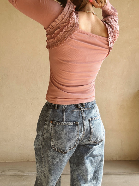 Ashley Square Neck Top in Mauve