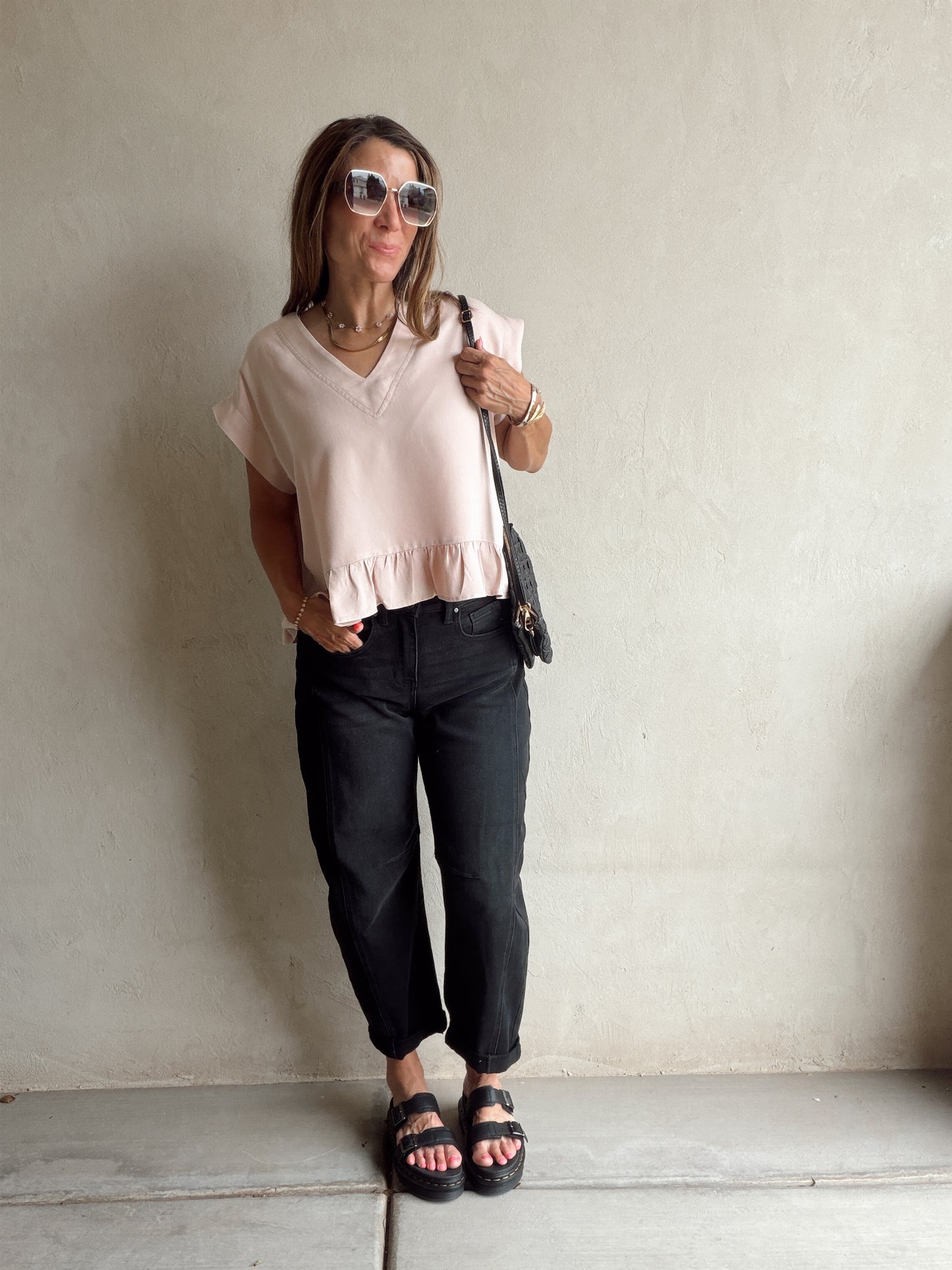 Denise Ruffle Top in Dusty Pink