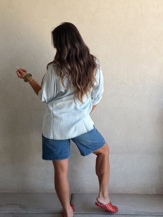 Hadley Tencel Top in Light Indigo