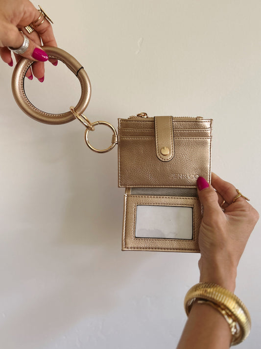 Sammie Wristlet Wallet in Gold