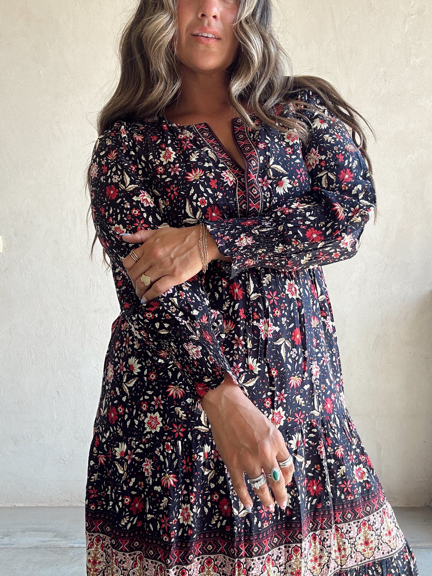 Maggie Border Print Maxi Dress