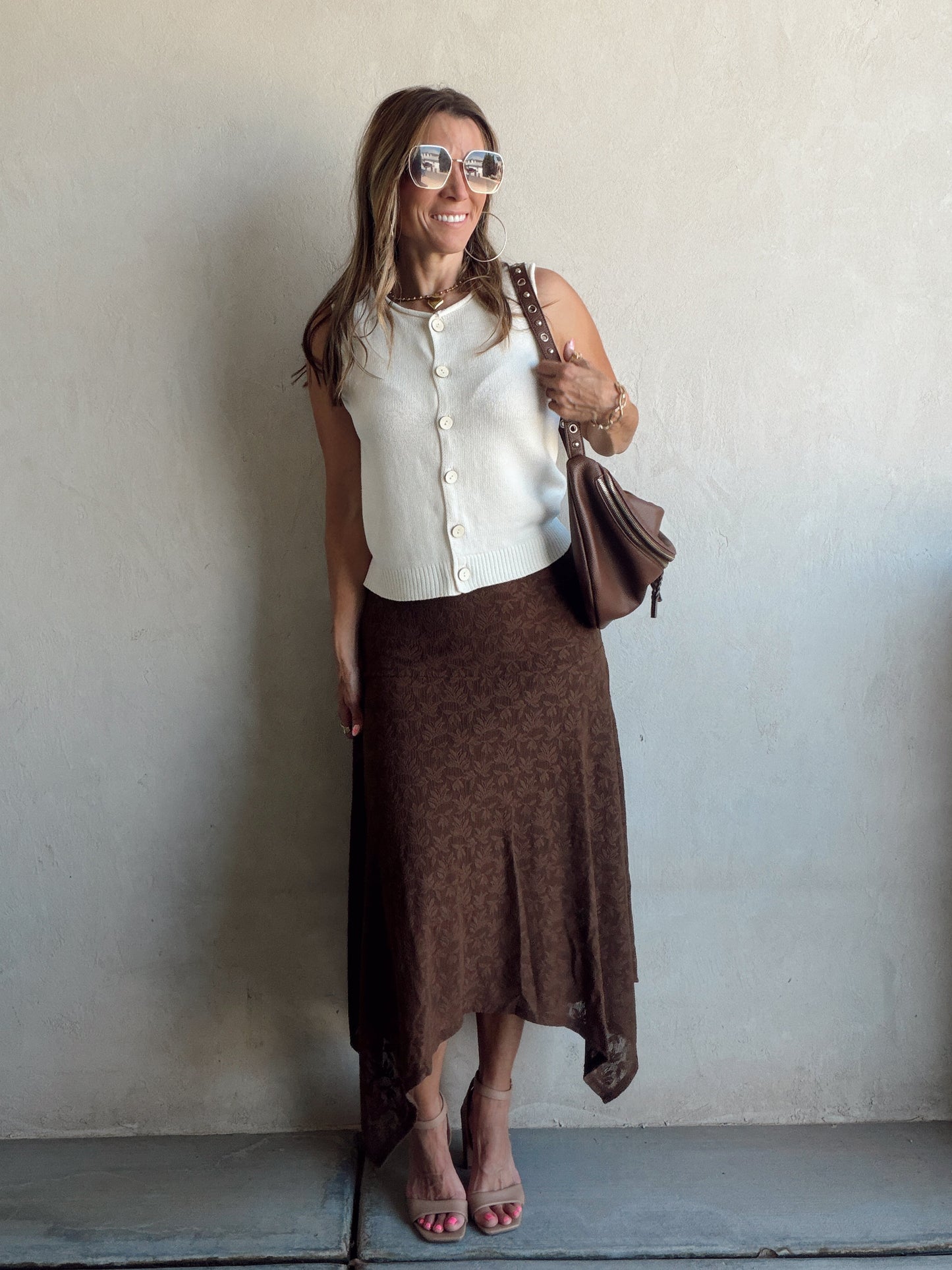 Lachelle Lace Skirt in Brown