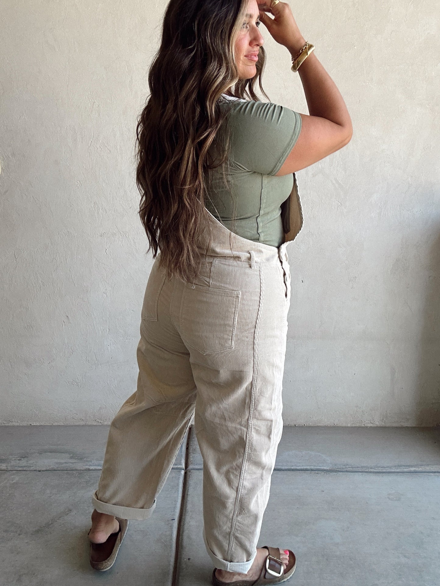 Jaylen Corduroy Overalls in Oat