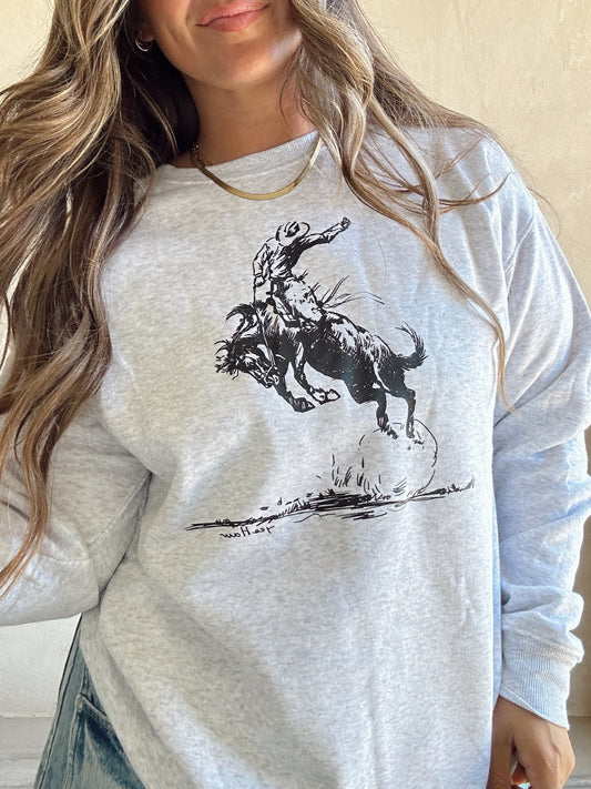 Christine Cowboy Sweatshirt in Heathered Gray