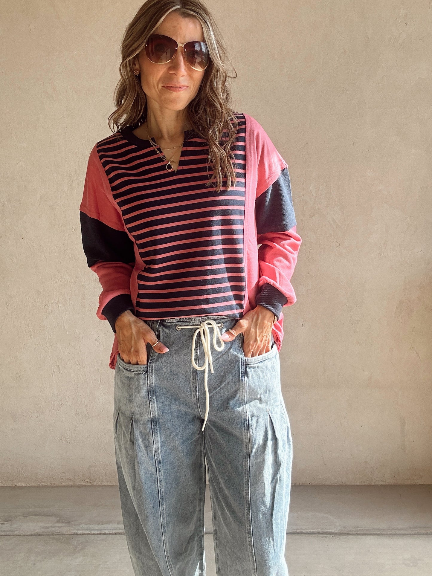 Alyssa Drawstring Barrel Jeans