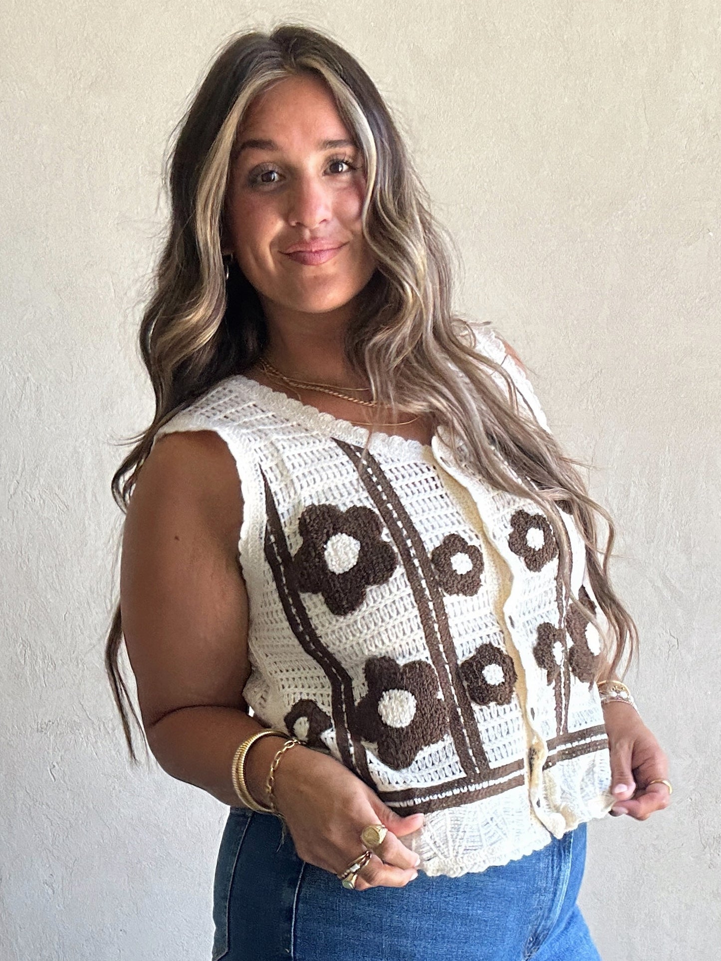 Lila Vest in Chocolate & Cream