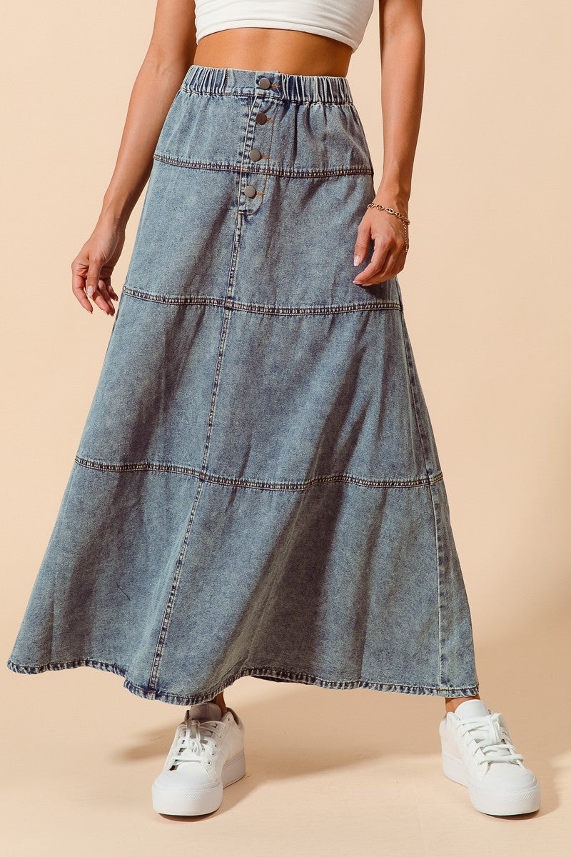 Lexcie Denim Tiered Skirt