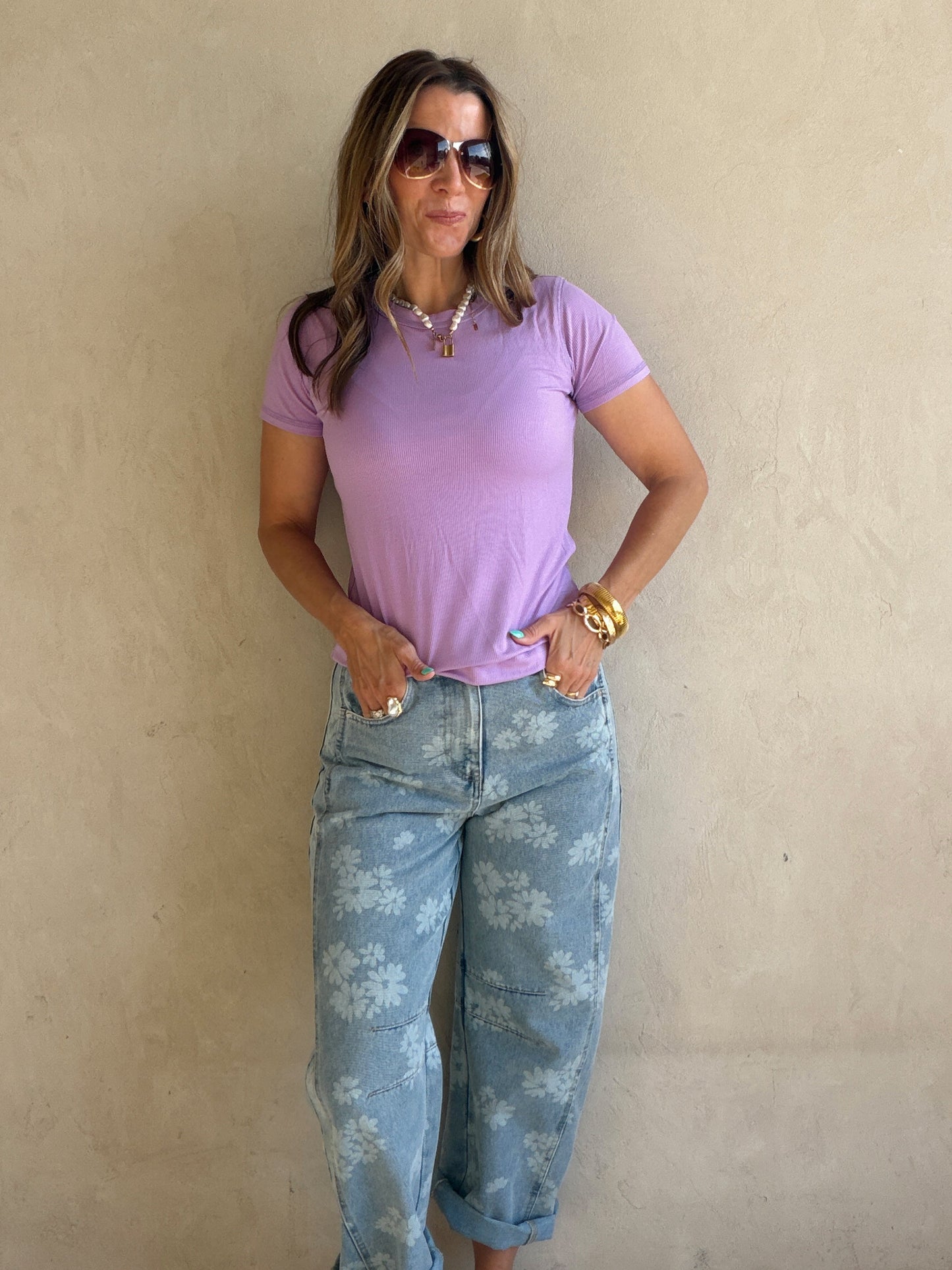 Sonny Ribbed Top in Purple