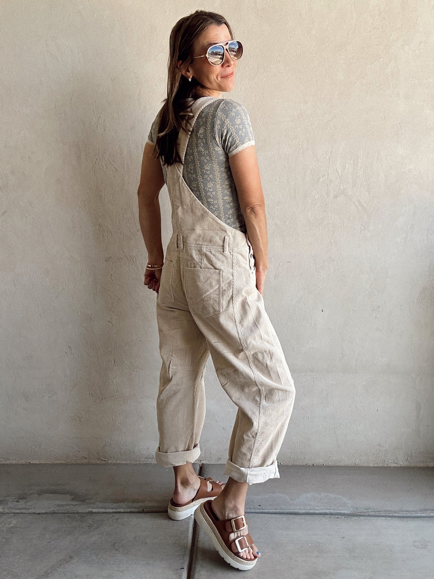 Jaylen Corduroy Overalls in Oat
