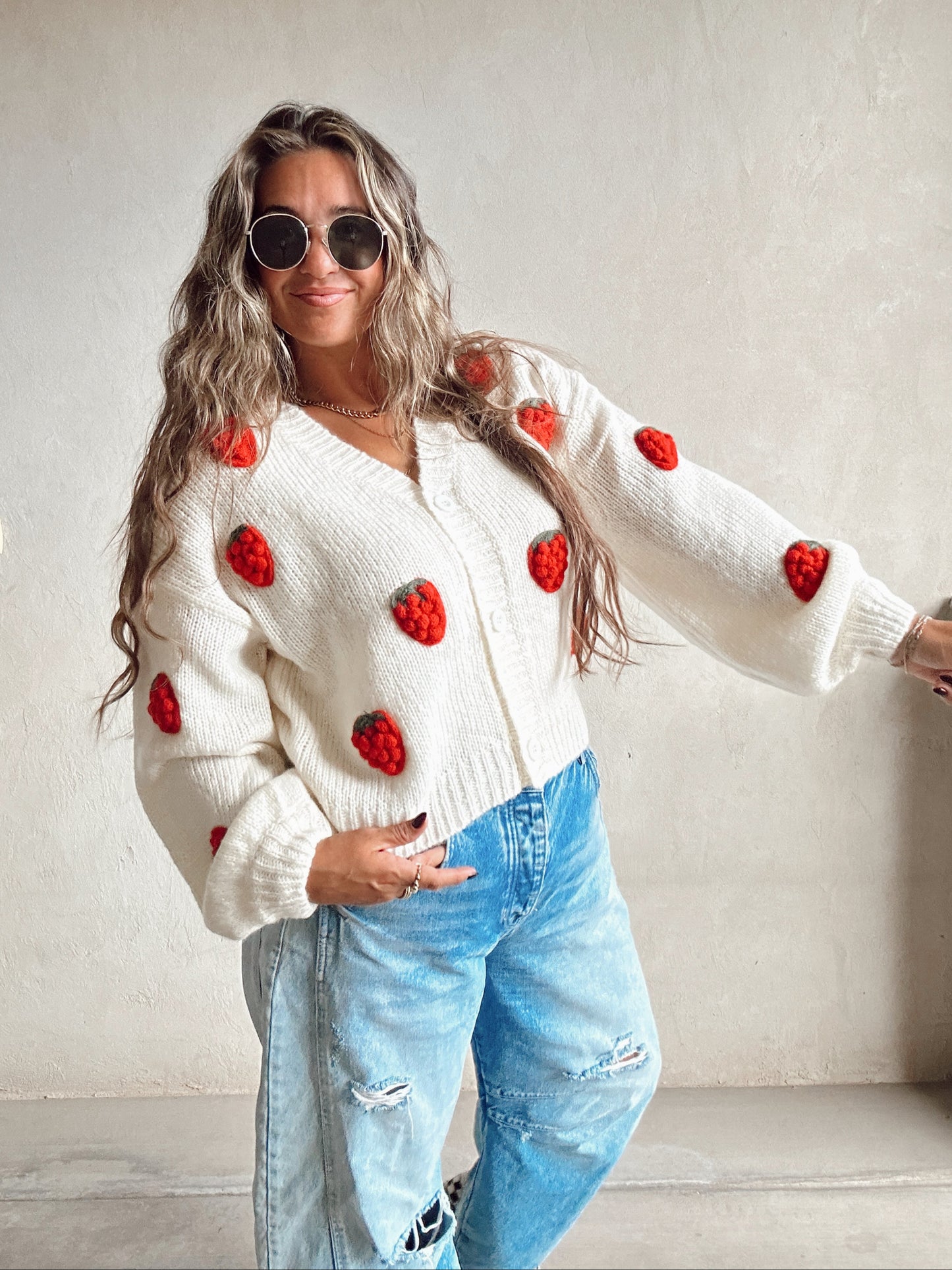 Eden Strawberry Sweater in Ivory