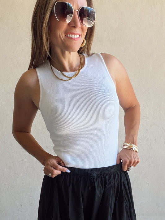 Willa Ribbed Tank in White