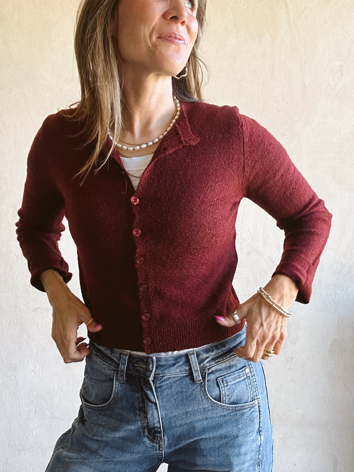 Caroline Cardigan in Burgundy