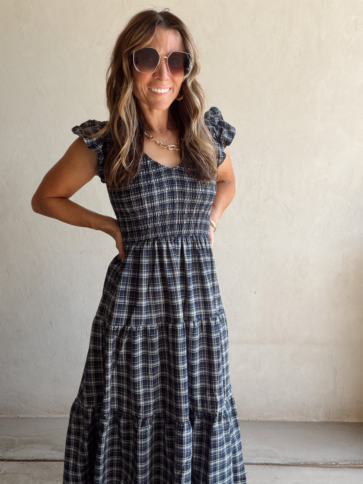 Emma Dress in Blue Plaid