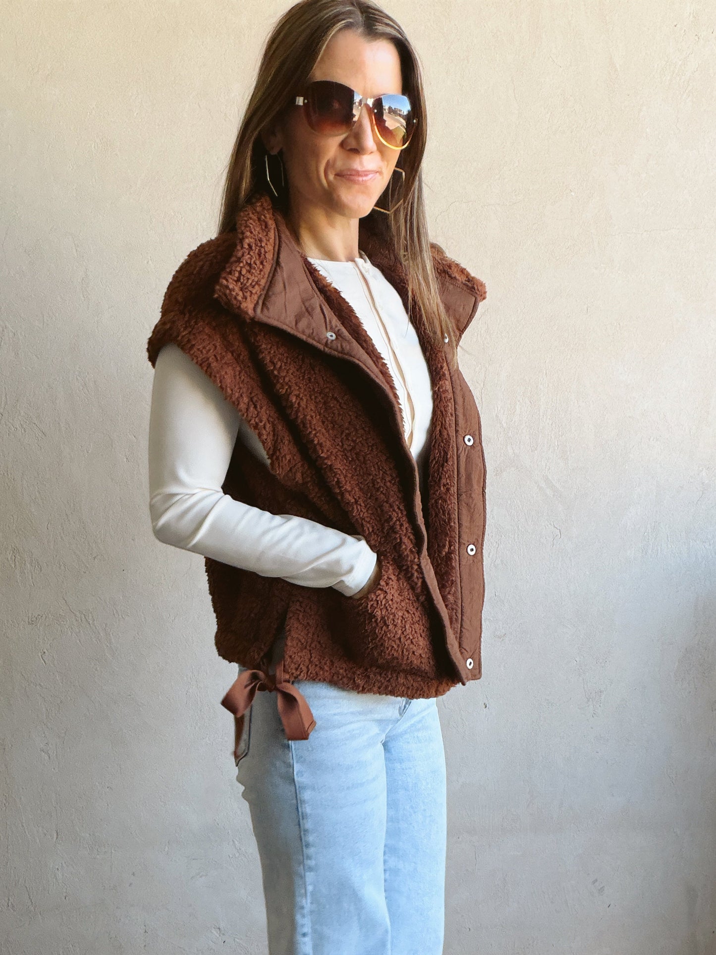 Karissa Sherpa Vest in Chocolate