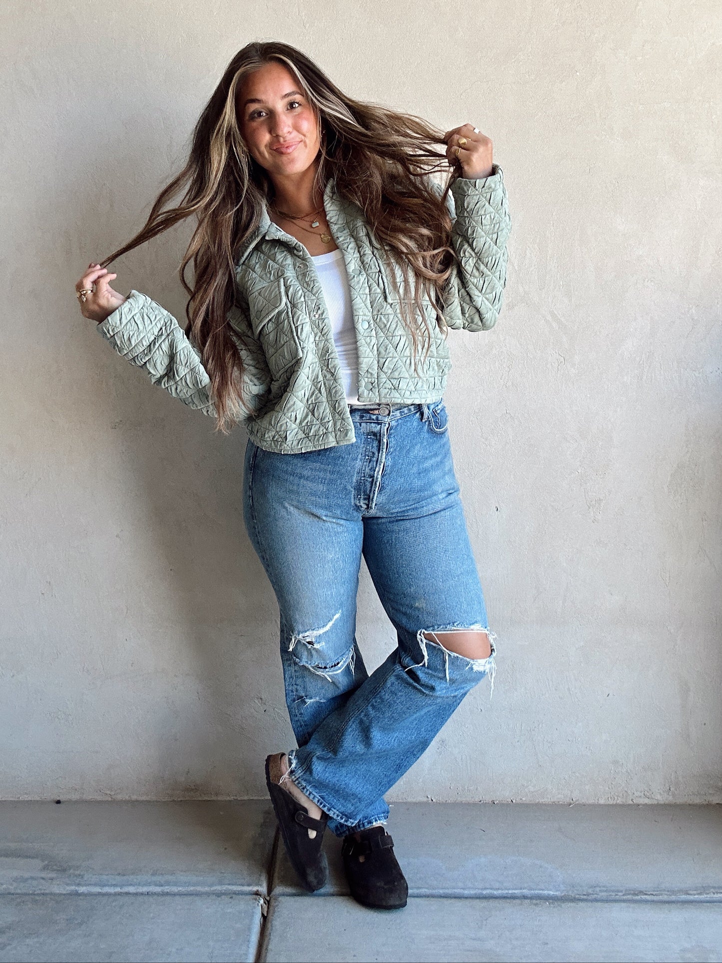 Kenna Quilted Jacket in Sage