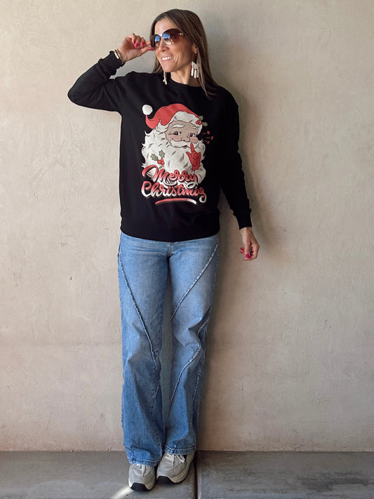 Merry Christmas Sweatshirt in Black