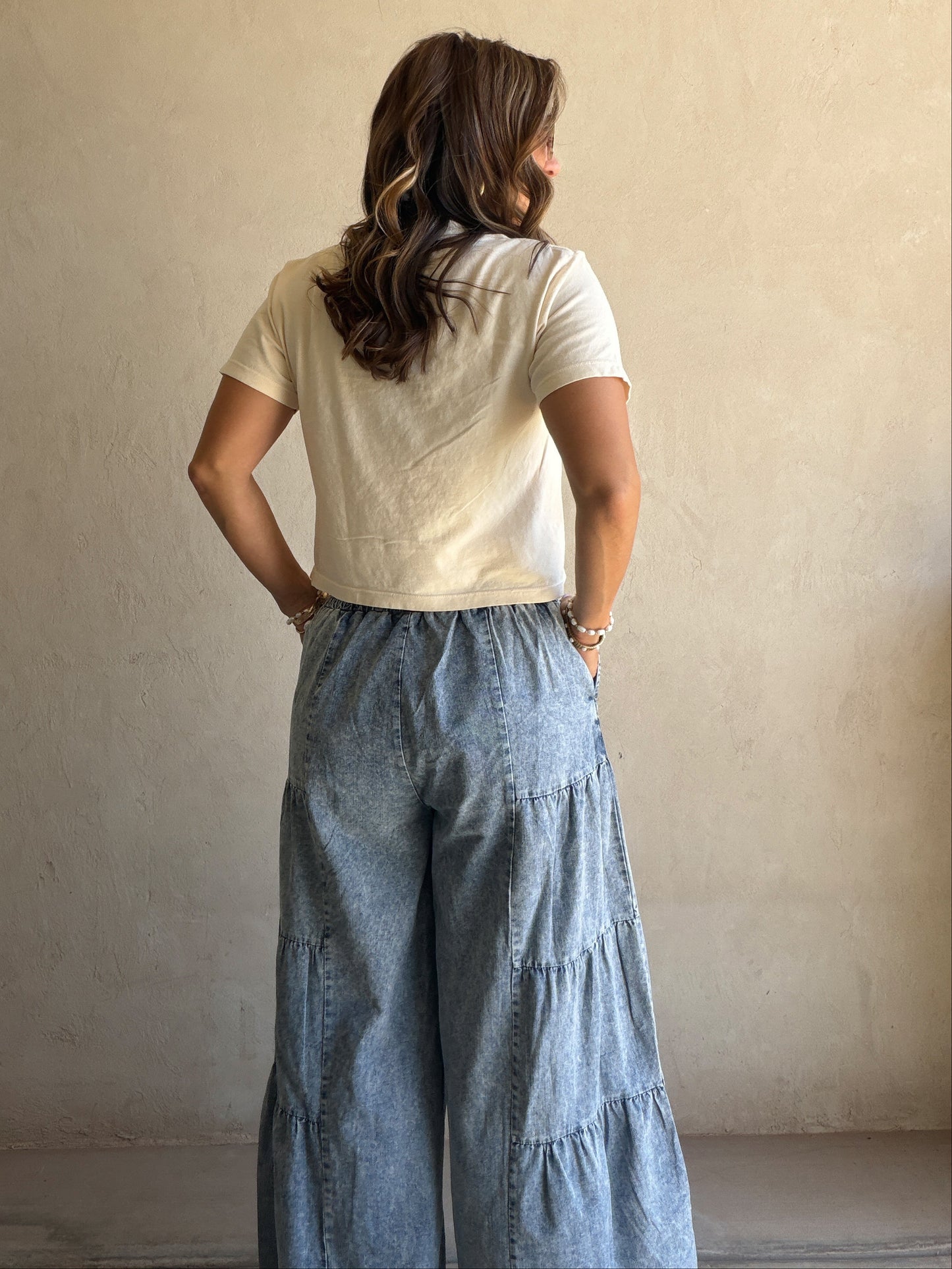 Tyra Tiered Pants in Medium Wash