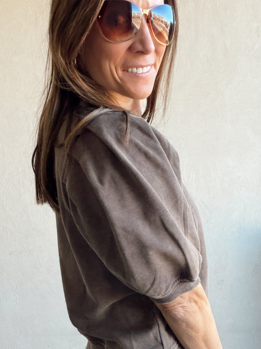 Capri Mineral Wash Top in Chocolate