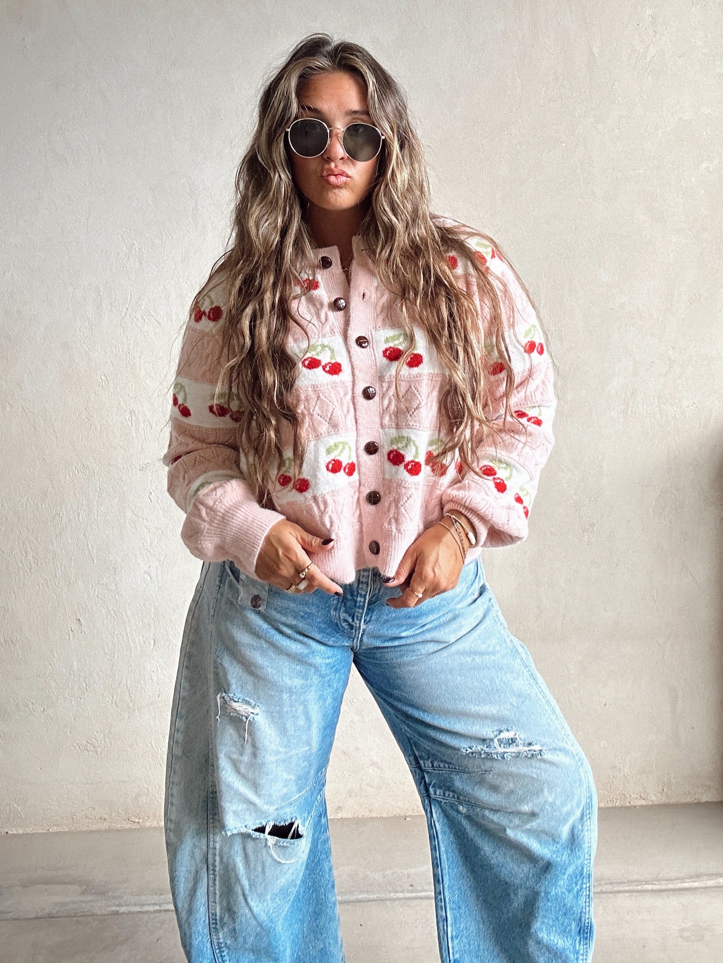 Aftyn Cherry Sweater in Pink