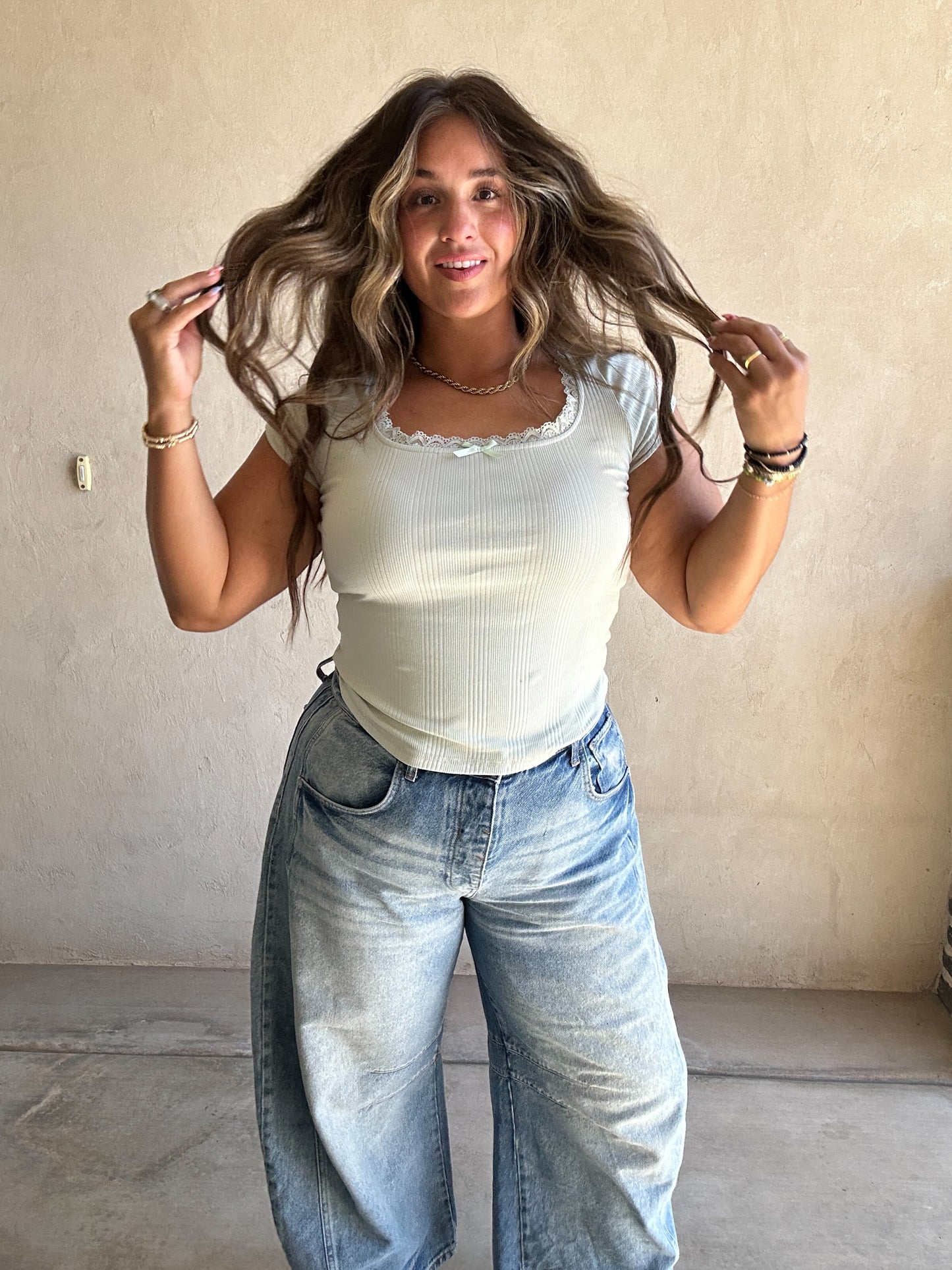 Libbie Lace Top in Mint