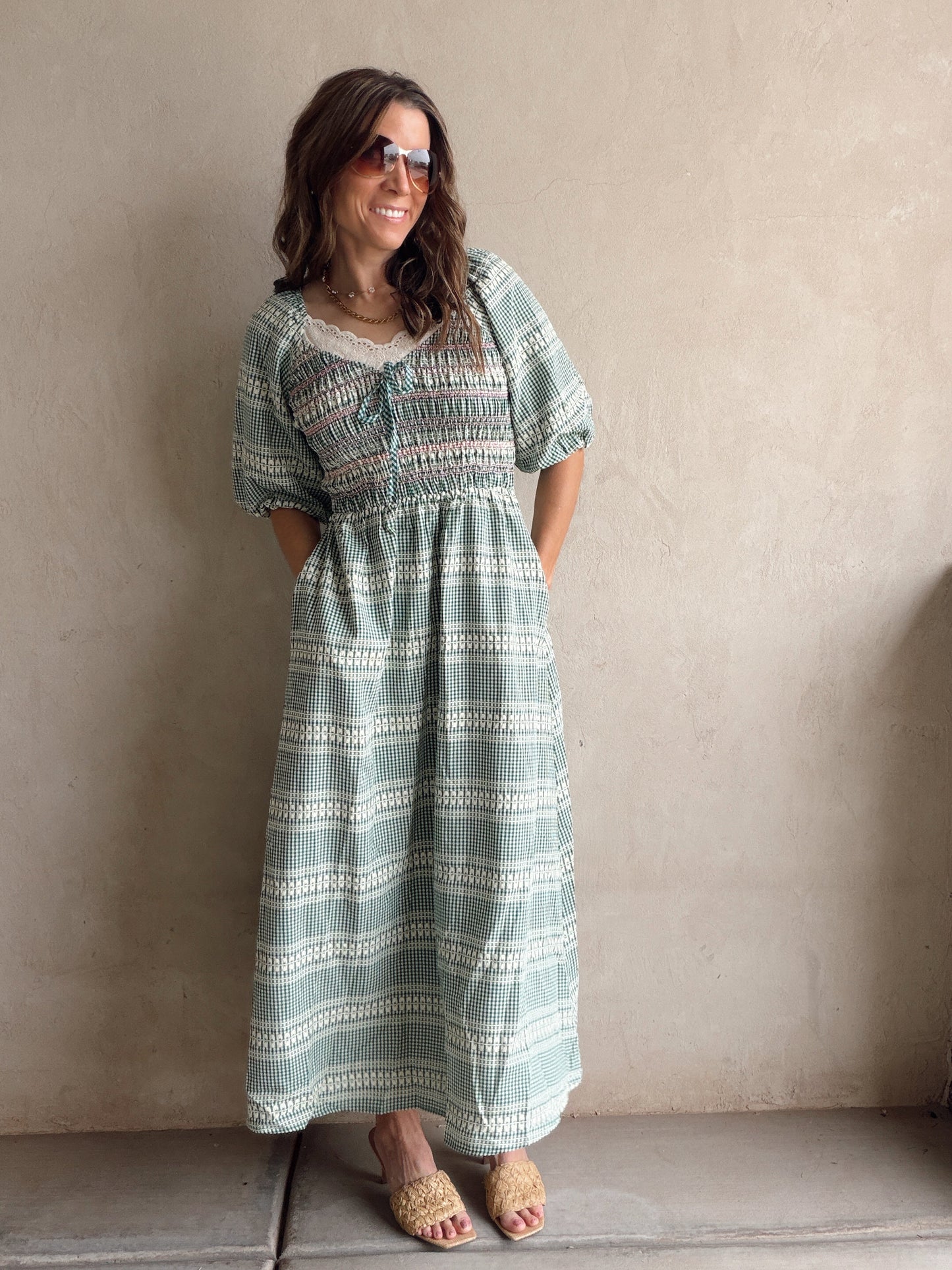 Liliana Dress in Green Check