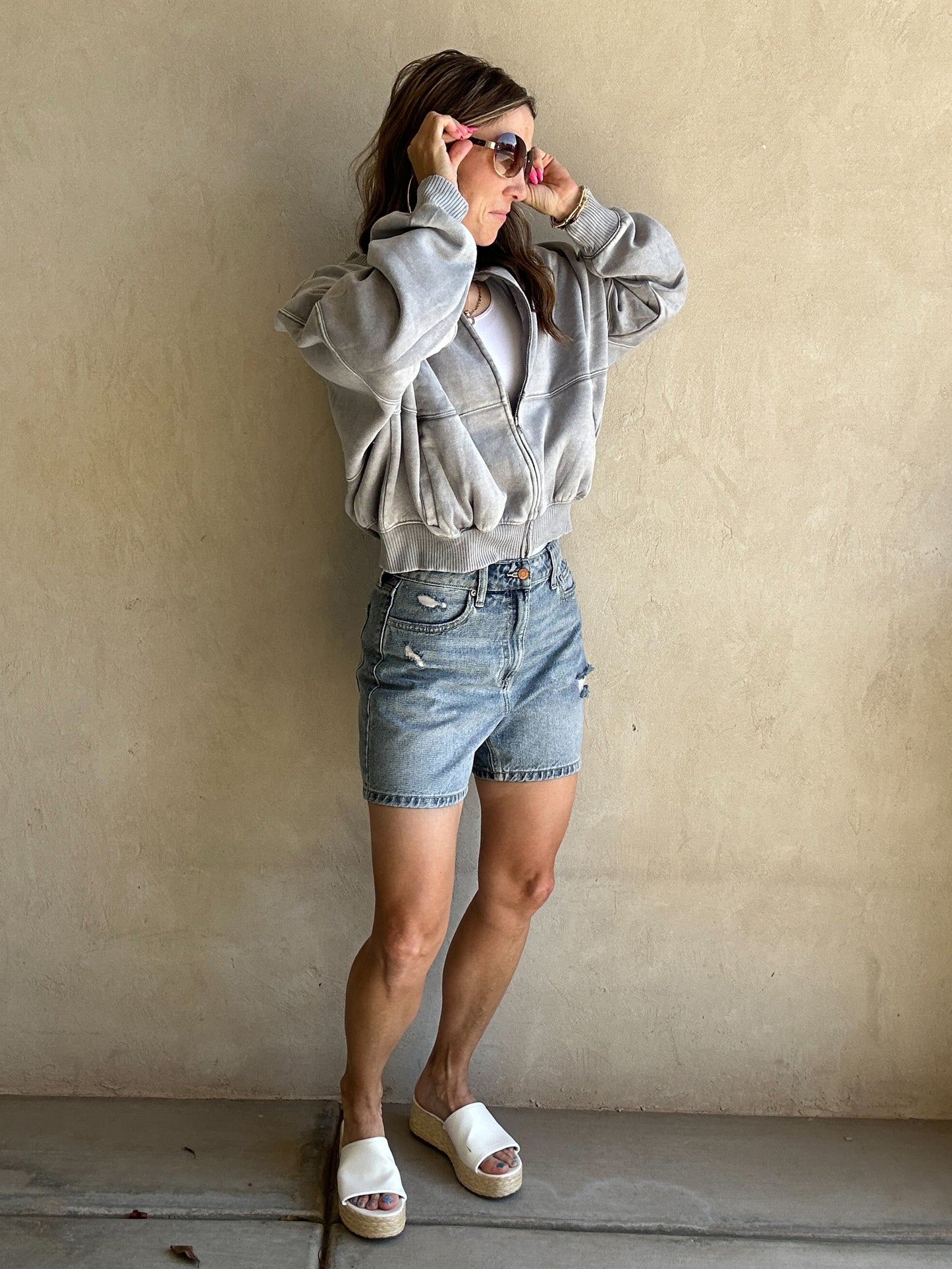 Kayla Bomber Jacket in Sleet