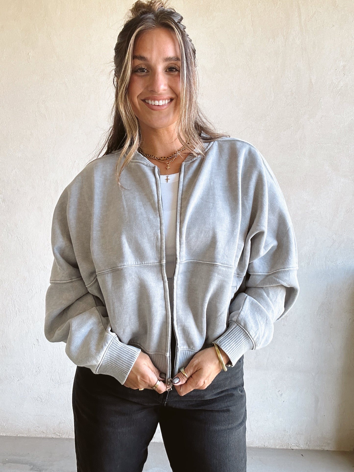 Kayla Bomber Jacket in Sleet