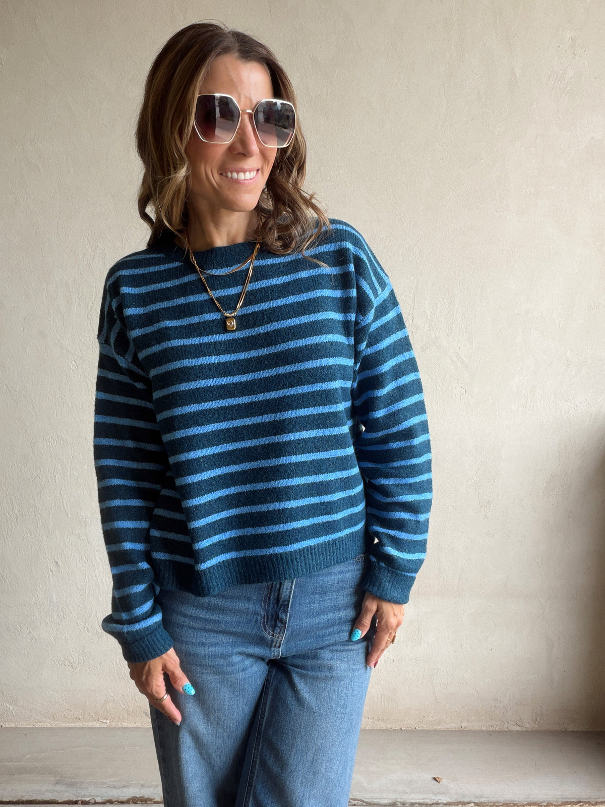 Jamie Striped Sweater in Blues