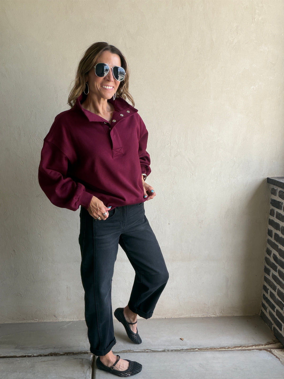 Cassie Sweatshirt in Burgundy