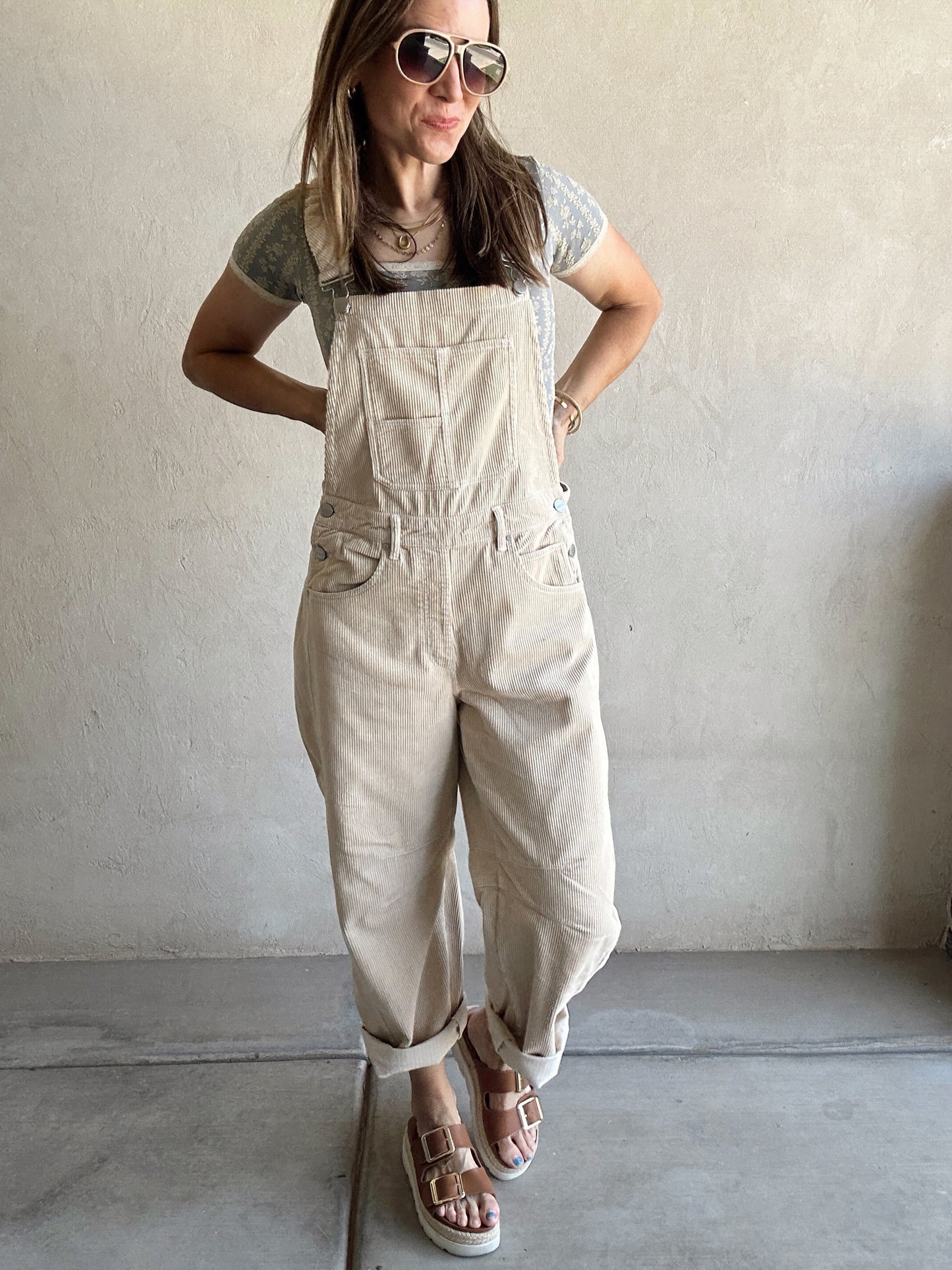 Jaylen Corduroy Overalls in Oat