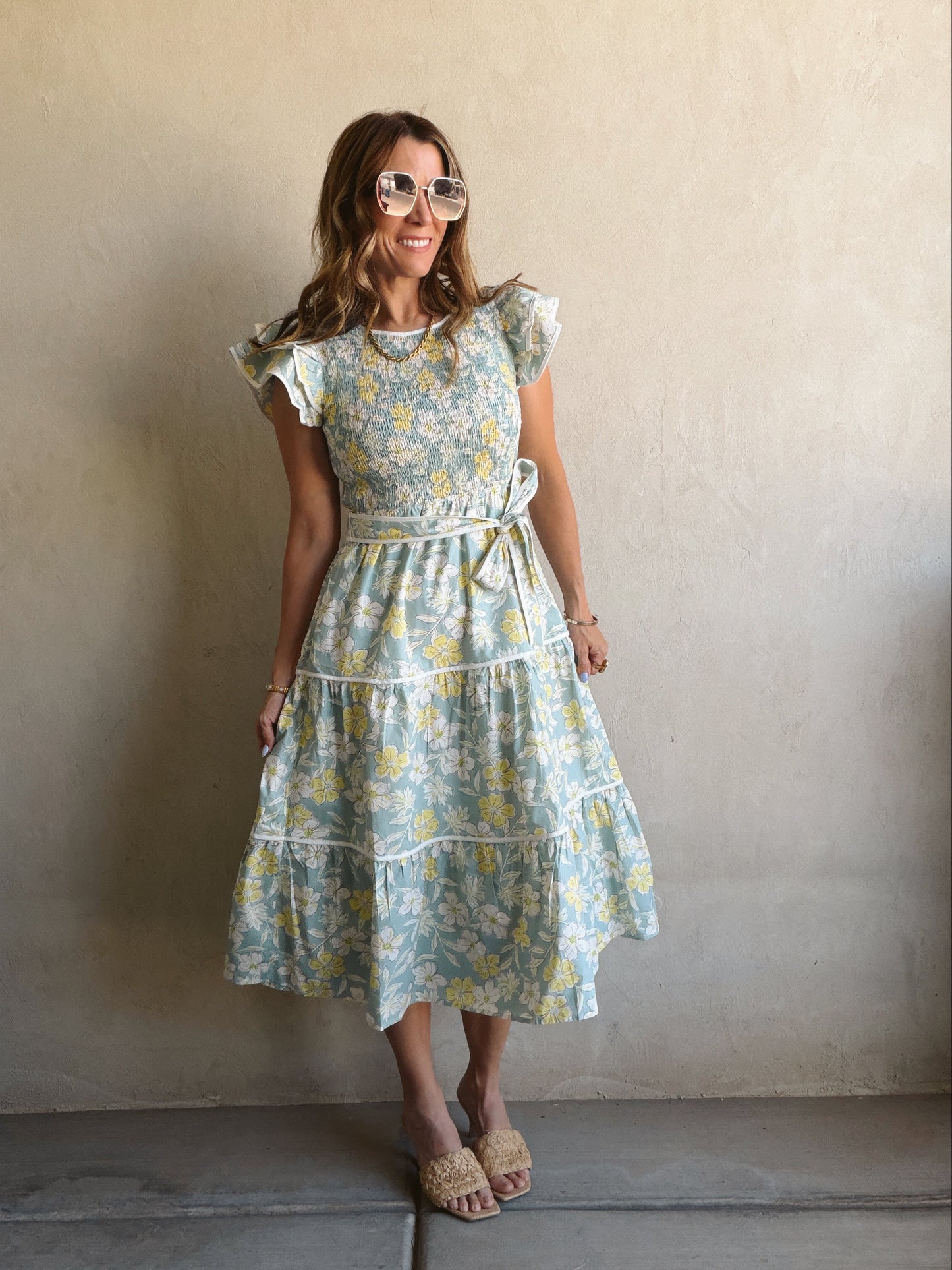 Cassandra Dress in Mint Floral