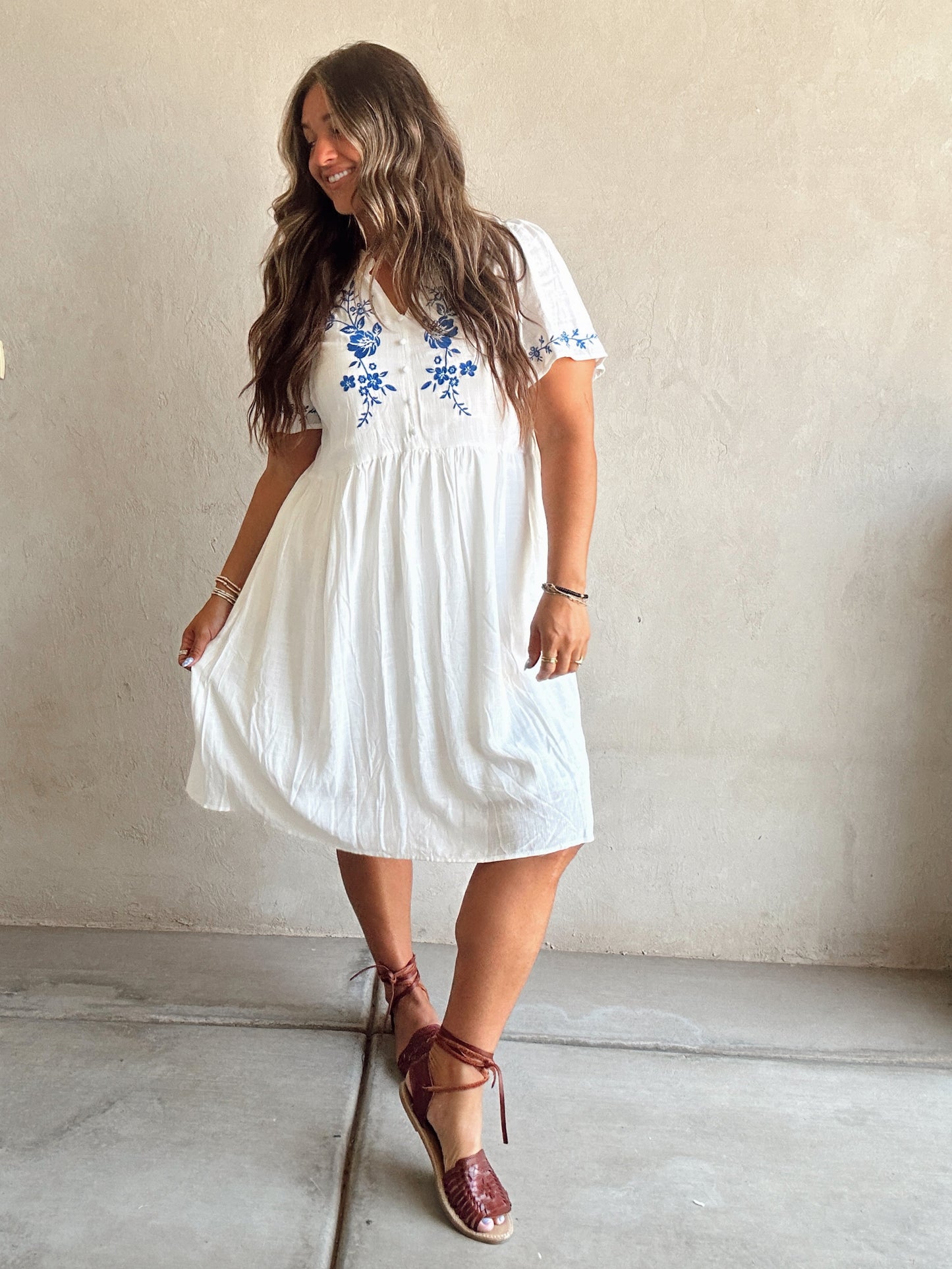 Callie Embroidered Dress in White